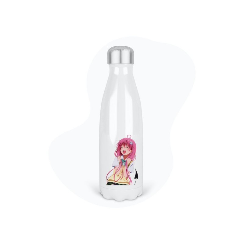 Bouteille gourde isotherme acier inox - Blanc - 350 ml - imprimé illustration Manga anime girl