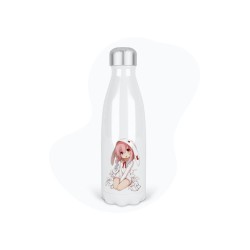 Bouteille gourde isotherme acier inox - Blanc - 350 ml - imprimé illustration Manga anime girl
