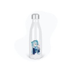Bouteille gourde isotherme acier inox - Blanc - 350 ml - imprimé illustration Manga anime girl