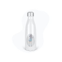 Bouteille gourde isotherme acier inox - Blanc - 350 ml - imprimé illustration Manga anime girl