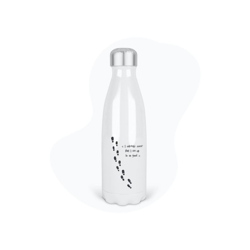 Bouteille gourde isotherme acier inox - Blanc - 350 ml - imprimé illustration cinéma école des sorciers