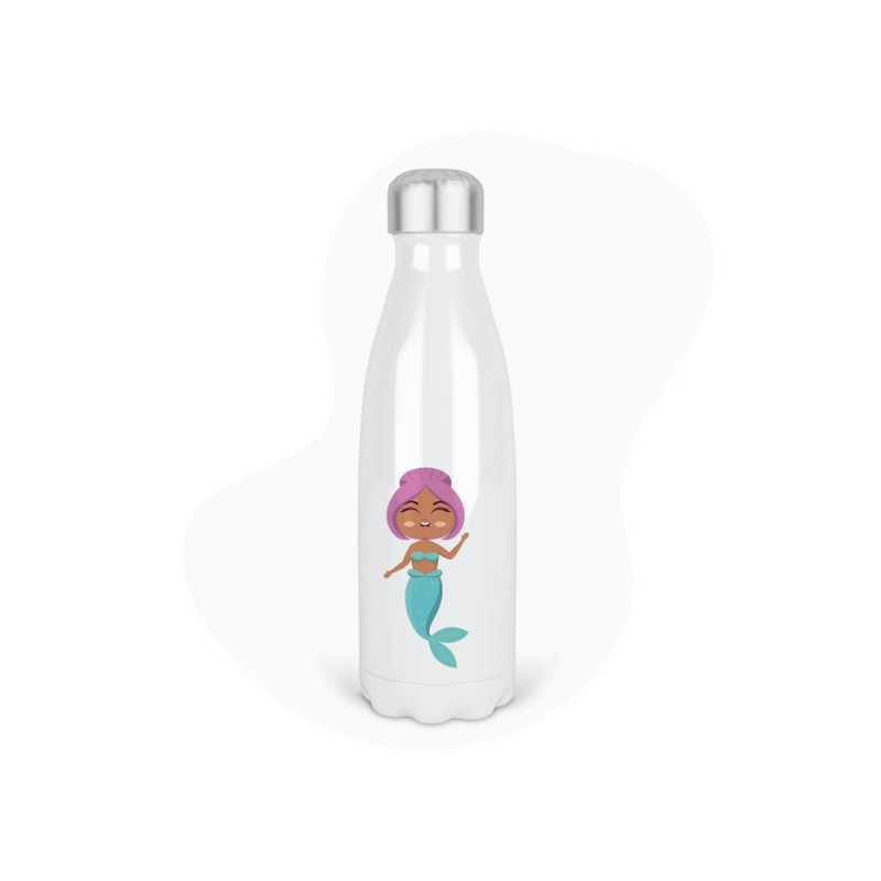 Bouteille gourde isotherme acier inox - Blanc - 350 ml - imprimé illustration Sirène