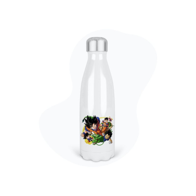 Bouteille gourde isotherme acier inox - Blanc - 350 ml - imprimé illustration Manga anime