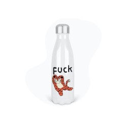 Bouteille gourde isotherme acier inox - Blanc - 350 ml - imprimé illustration Humour Tigre fuck