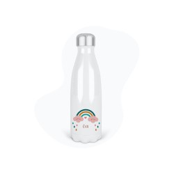 Bouteille gourde isotherme acier inox - Blanc - 350 ml - imprimé illustration Prénom éva