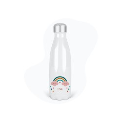 Bouteille gourde isotherme acier inox - Blanc - 350 ml - imprimé illustration Prénom Lina