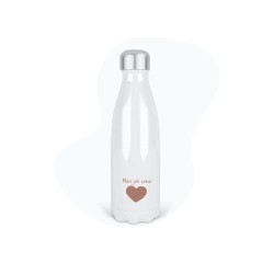 Bouteille gourde isotherme acier inox - Blanc - 350 ml - imprimé illustration Mon joli coeur