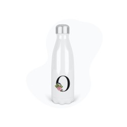 Bouteille gourde isotherme acier inox - Blanc - 350 ml - imprimé illustration Prénom lettre O