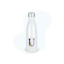 Bouteille gourde isotherme acier inox - Blanc - 350 ml - imprimé illustration Prénom lettre U