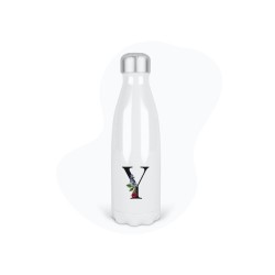 Bouteille gourde isotherme acier inox - Blanc - 350 ml - imprimé illustration Prénom lettre Y