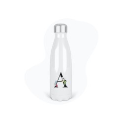 Bouteille gourde isotherme acier inox - Blanc - 350 ml - imprimé illustration Prénom lettre A