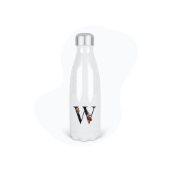 Bouteille gourde isotherme acier inox - Blanc - 350 ml - imprimé illustration Prénom lettre W