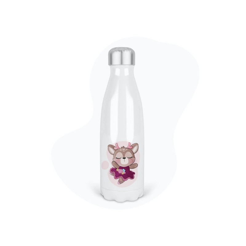Bouteille gourde isotherme acier inox - Blanc - 350 ml - imprimé illustration Danseuse