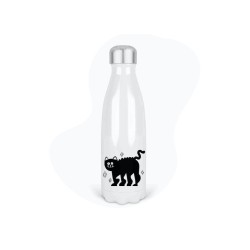 Bouteille gourde isotherme acier inox - Blanc - 350 ml - imprimé illustration Chat