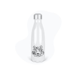 Bouteille gourde isotherme acier inox - Blanc - 350 ml - imprimé illustration Tigre
