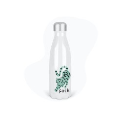 Bouteille gourde isotherme acier inox - Blanc - 350 ml - imprimé illustration tigre fuck