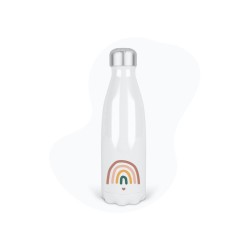 Bouteille gourde isotherme acier inox - Blanc - 350 ml - imprimé illustration Arc en ciel
