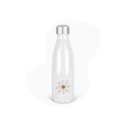 Bouteille gourde isotherme acier inox - Blanc - 350 ml - imprimé illustration Fleur pâquerette