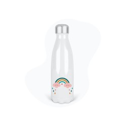 Bouteille gourde isotherme acier inox - Blanc - 350 ml - imprimé illustration Arc en ciel