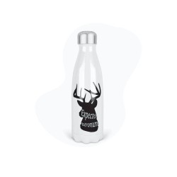 Bouteille gourde isotherme acier inox - Blanc - 350 ml - imprimé illustration Cerf Sortilège Expecto Patronum