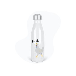 Bouteille gourde isotherme acier inox - Blanc - 350 ml - imprimé illustration Poule fuck