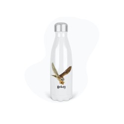 Bouteille gourde isotherme acier inox - Blanc - 350 ml - imprimé illustration Hedwige chouette