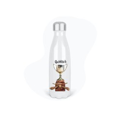 Bouteille gourde isotherme acier inox - Blanc - 350 ml - imprimé illustration Sorcier quidditch