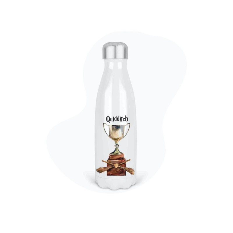 Bouteille gourde isotherme acier inox - Blanc - 350 ml - imprimé illustration Sorcier quidditch