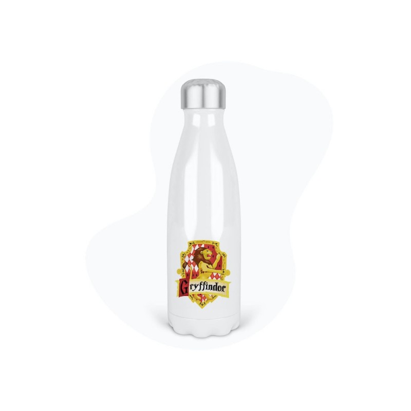 Bouteille gourde isotherme acier inox - Blanc - 350 ml - imprimé illustration Blason école des sorciers