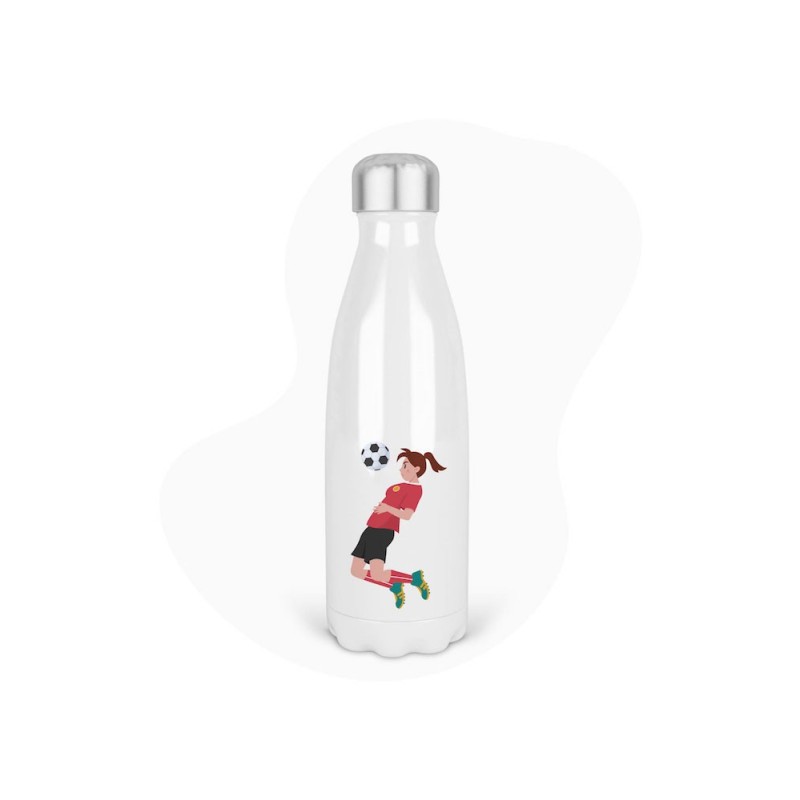 Bouteille gourde isotherme acier inox - Blanc - 350 ml - imprimé illustration Football féminin