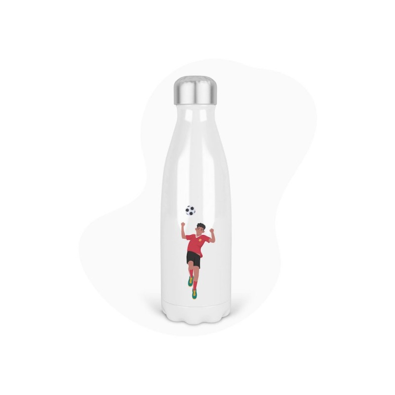 Bouteille gourde isotherme acier inox - Blanc - 350 ml - imprimé illustration Football