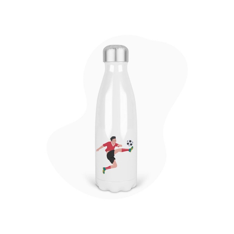 Bouteille gourde isotherme acier inox - Blanc - 350 ml - imprimé illustration Football