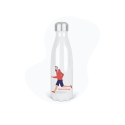 Bouteille gourde isotherme acier inox - Blanc - 350 ml - imprimé illustration Sport course à pied running