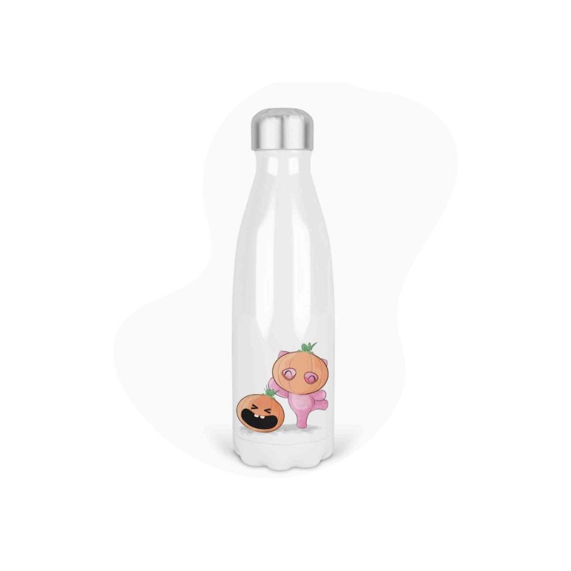 Bouteille gourde isotherme acier inox - Blanc - 350 ml - imprimé illustration Citrouille Halloween
