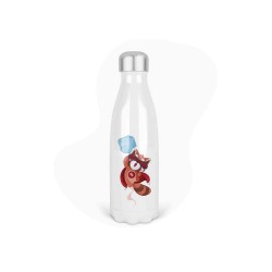 Bouteille gourde isotherme acier inox - Blanc - 350 ml - imprimé illustration Super Renard