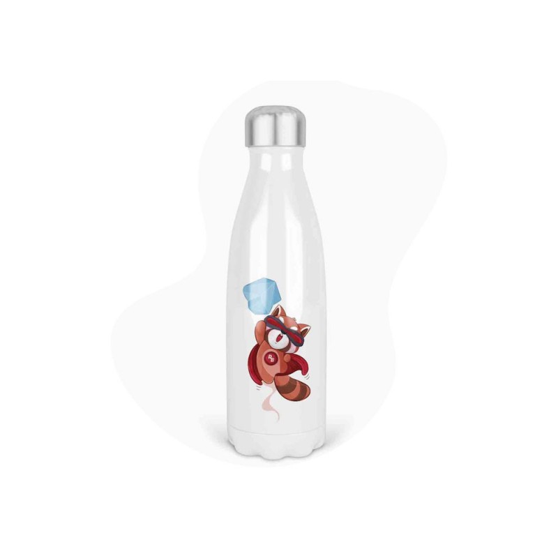 Bouteille gourde isotherme acier inox - Blanc - 350 ml - imprimé illustration Super Renard
