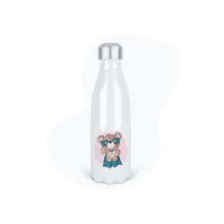 Bouteille gourde isotherme acier inox - Blanc - 350 ml - imprimé illustration Ours super héros