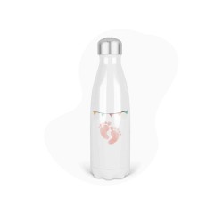 Bouteille gourde isotherme acier inox - Blanc - 350 ml - imprimé illustration Baby shower