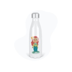 Bouteille gourde isotherme acier inox - Blanc - 350 ml - imprimé illustration Sirène