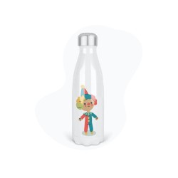Bouteille gourde isotherme acier inox - Blanc - 350 ml - imprimé illustration Clown