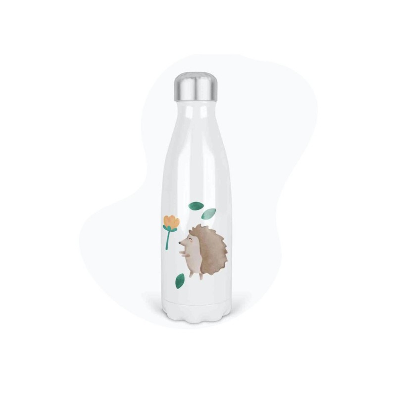 Bouteille gourde isotherme acier inox - Blanc - 350 ml - imprimé illustration Hérisson