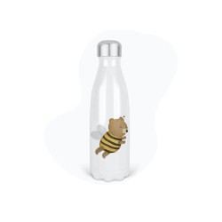 Bouteille gourde isotherme acier inox - Blanc - 350 ml - imprimé illustration Abeille
