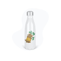 Bouteille gourde isotherme acier inox - Blanc - 350 ml - imprimé illustration Ourson
