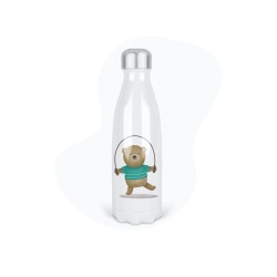 Bouteille gourde isotherme acier inox - Blanc - 350 ml - imprimé illustration Ourson