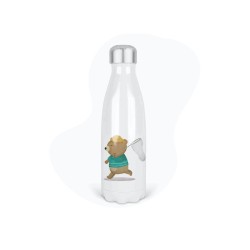 Bouteille gourde isotherme acier inox - Blanc - 350 ml - imprimé illustration Ourson