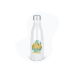 Bouteille gourde isotherme acier inox - Blanc - 350 ml - imprimé illustration Poussin