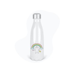 Bouteille gourde isotherme acier inox - Blanc - 350 ml - imprimé illustration Chat licorne