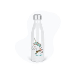 Bouteille gourde isotherme acier inox - Blanc - 350 ml - imprimé illustration Licorne petit coeur