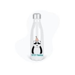 Bouteille gourde isotherme acier inox - Blanc - 350 ml - imprimé illustration Petit panda