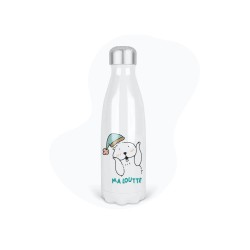 Bouteille gourde isotherme acier inox - Blanc - 350 ml - imprimé illustration Ma loutte